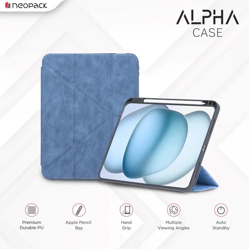 Alpha Case with Apple Pencil Holder for iPad 10.9, Fits: 10th Gen and iPad A16, Fits: 11th Gen. (Blue)