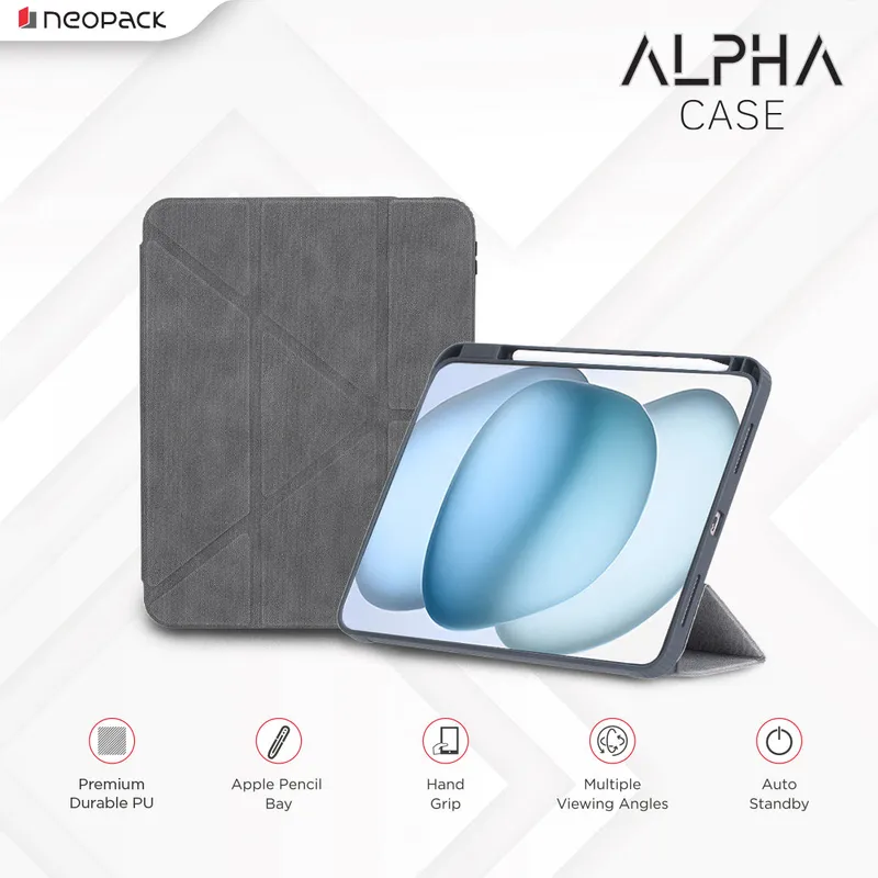 Alpha Case with Apple Pencil Holder for iPad 10.9, Fits: 10th Gen and iPad A16, Fits: 11th Gen. (Space Grey)