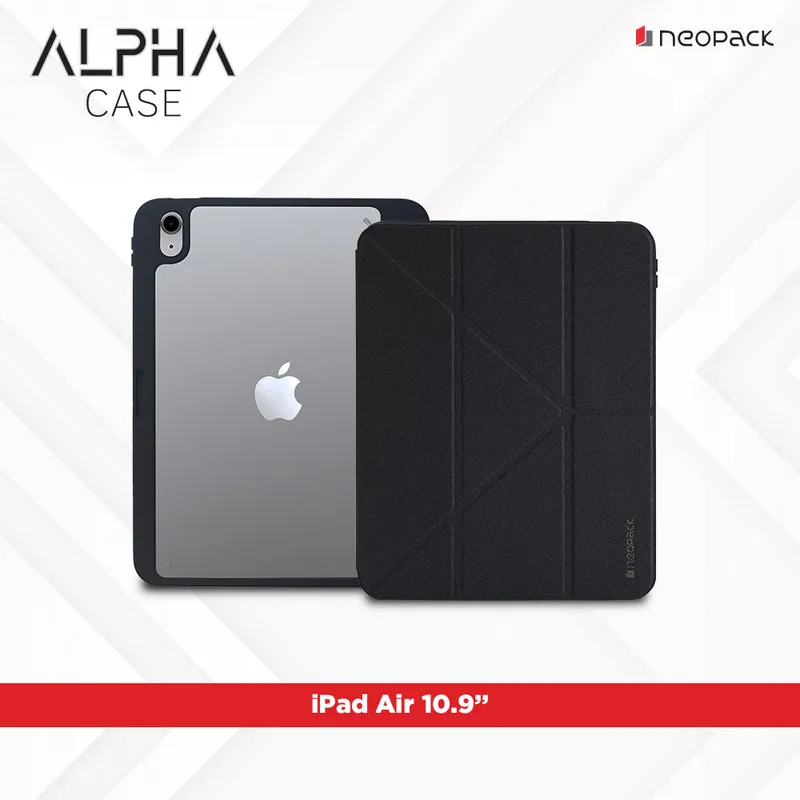 Alpha Case with Apple Pencil Holder for iPad Air 10.9", Fits: 4th & 5th Gen. / iPad Air 11, Fits: M2, M3 & M4 Models (Stone Black)