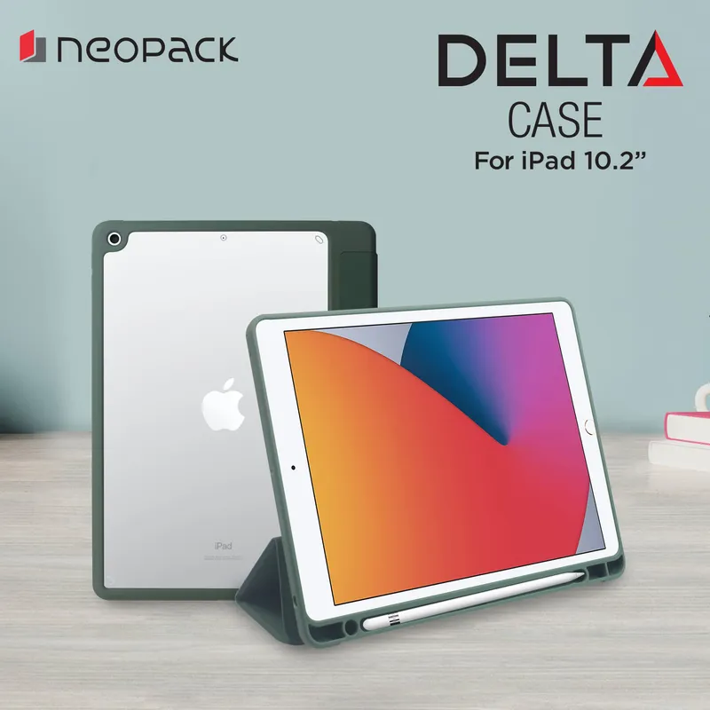 Delta Case with Apple Pencil Holder for iPad 10.2", Fits All Gen. (Pine Green)