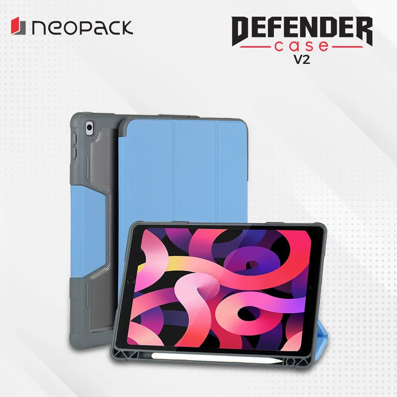 Drop Tested Defender Case with Pencil Holder for iPad 10.2", Fits: All Gen (Blue)