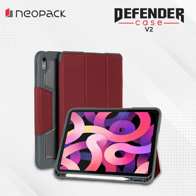 Drop Tested Defender Case with Pencil Holder for iPad 10.9", Fits: 10th Gen & iPad A16 Model, Fits: 11th Gen (Red)