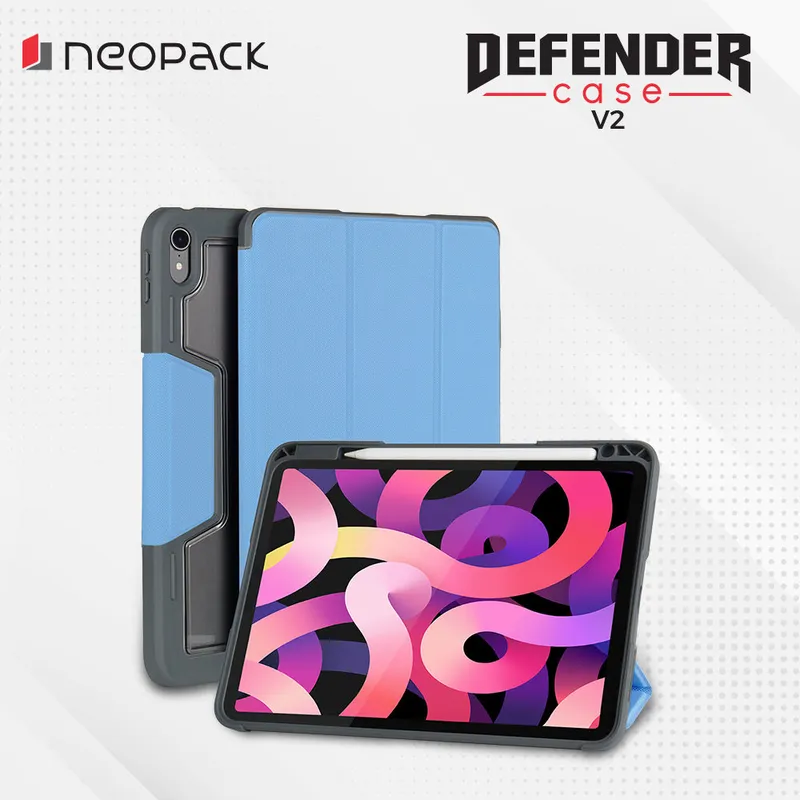 Drop Tested Defender Case with Pencil Holder for iPad Air 10.9", Fits: 4th & 5th Gen (Blue)