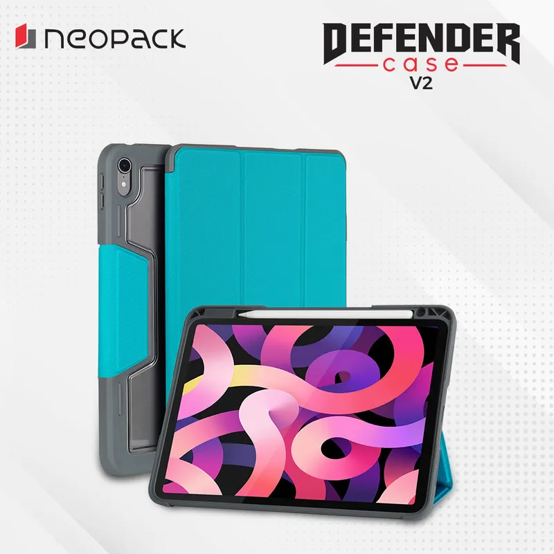 Drop Tested Defender Case with Pencil Holder for iPad Air 10.9", Fits: 4th & 5th Gen (Green)
