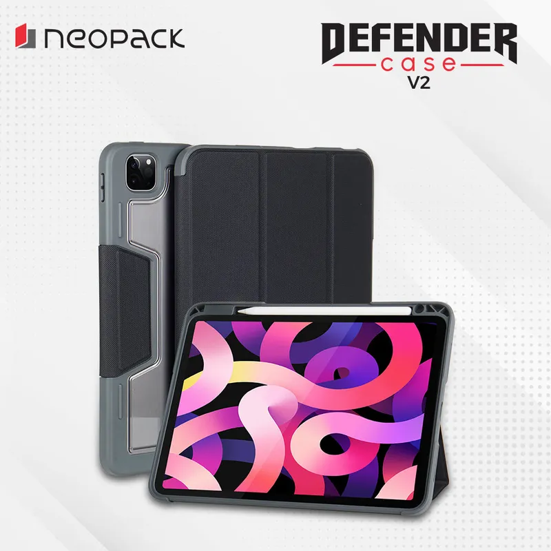 Drop Tested Defender Case with Pencil Holder for iPad Pro 11", Fits: M4 & M5 Models (Black)