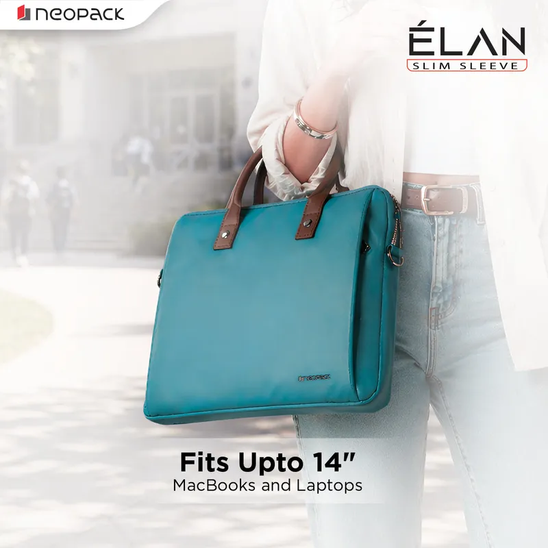 Elan Sleeve Slim Laptop Bag for Upto 14-Inch Macbooks & Laptops (Blue)