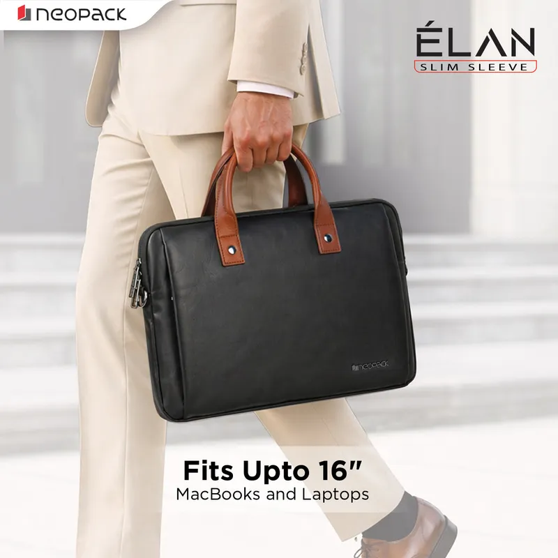 Elan Sleeve Slim Laptop Bag for Upto 16-Inch Macbooks & Laptops (Black)
