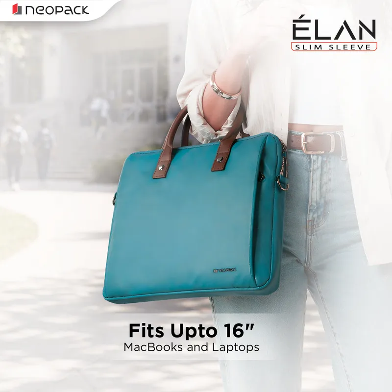 Elan Sleeve Slim Laptop Bag for Upto 16-Inch Macbooks & Laptops (Blue)