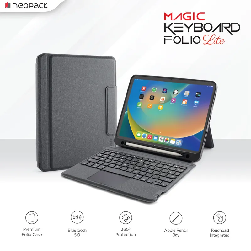 Folio Case with Bluetooth Keyboard & Pencil Holder for iPad Pro 11, Fits: 2nd / 3rd / 4th Generation (Black)