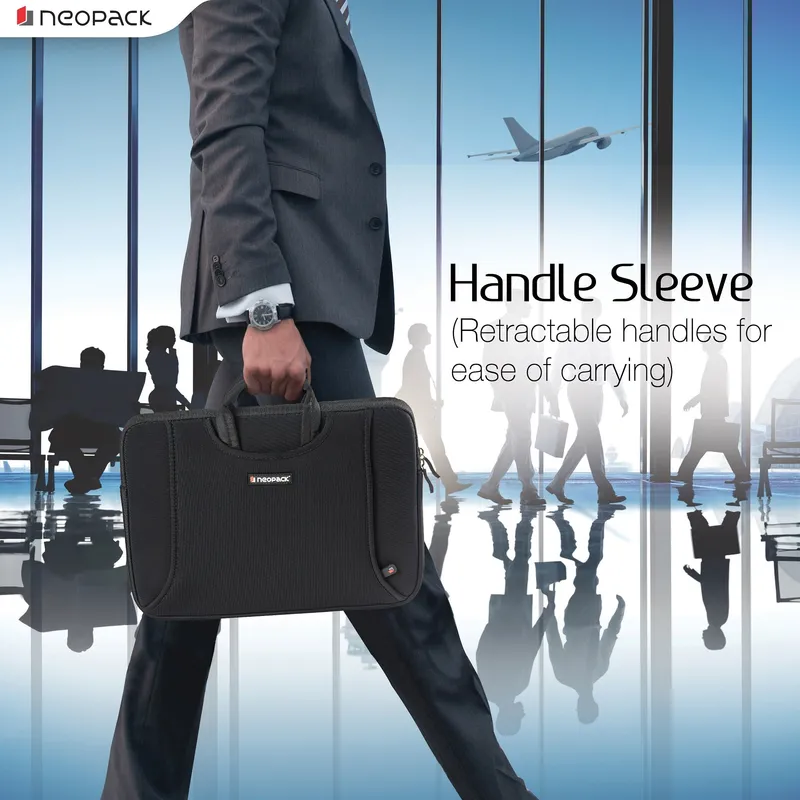 Handle Sleeve for Upto 14.2" Macbooks & 13" Laptops (Black)