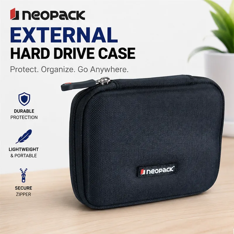 Portable Hard Drive Cover with Hard Shell Protection - Fits Upto 2.5" HDD & SSD (Black)