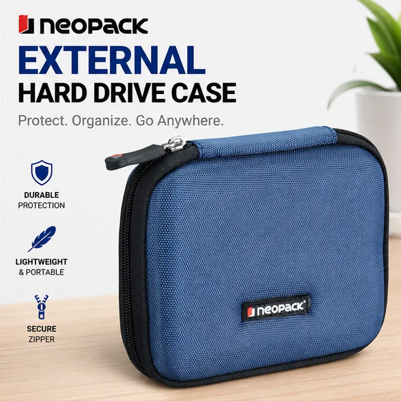 Portable Hard Drive Cover with Hard Shell Protection - Fits Upto 2.5" HDD & SSD (Blue)