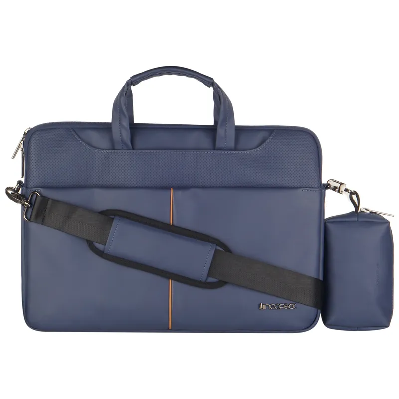 Leather Sleeve with Pouch for Upto 14.2" Macbooks (Blue)