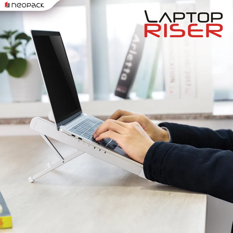 Portable Aluminum Laptop Riser for 13" to 16" Laptops and Macbooks (Silver)
