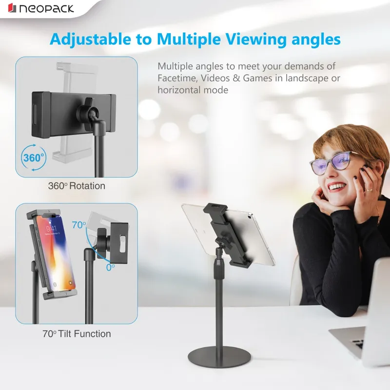 Unimount Tablet Stand for 4.7" - 12.9" Screen Tablets & Mobile Phones (Black)